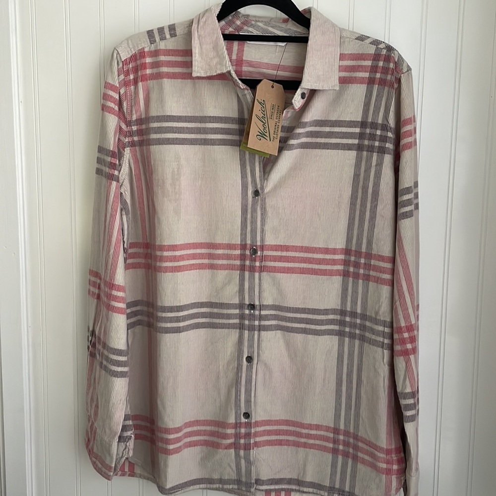 Woolrich Women’s Rappel Corduroy Buttons Long Sleeve 100% Cotton Plaid NWT Top S - Picture 3 of 16